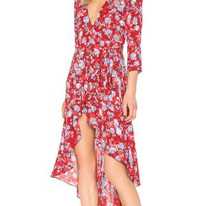 Alexis Red Floral Wrap Dress | Size S | 100% Polyester